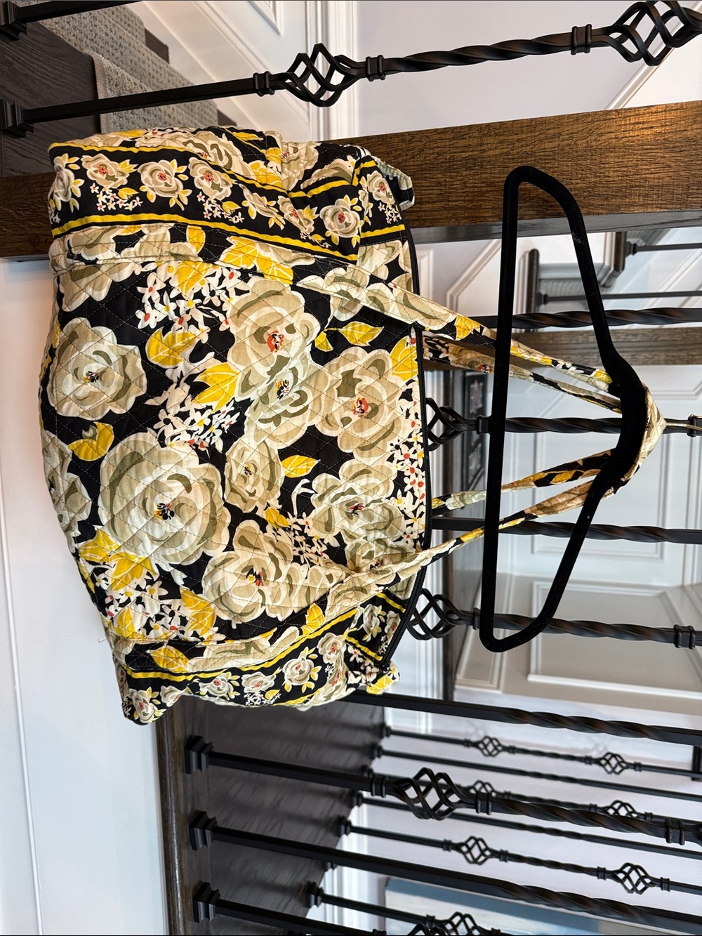 Vera Bradley Quilted Floral duffel Bag in Black and Yellow